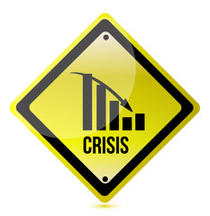 crisis ahead graph yellow traffic sign