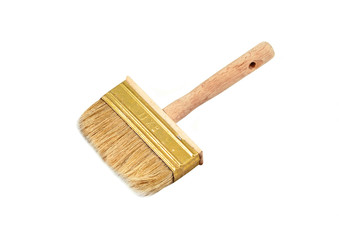 Wooden paint brush, isolated on white background