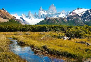 Crédence de cuisine en verre imprimé Fitz Roy Paysage naturel avec Fitz Roy en Patagonie, Argentine