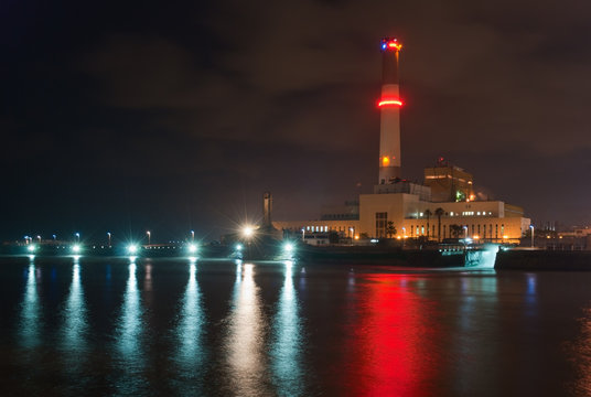 Night View Of Reading Power Station In Tel Aviv, Israel