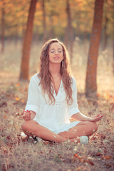 Young Woman doing Yoga Exercises