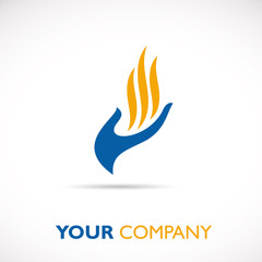Logo hand and flame   Vector © puckillustrations
