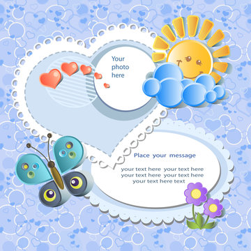 Vector baby card with scrapbook elements