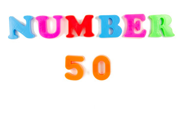 number 50 written in fridge magnets