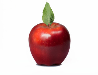 Fresh red apple on white background