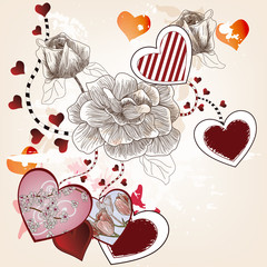 cartolina di san valentino con rose e cuori © EllerslieArt