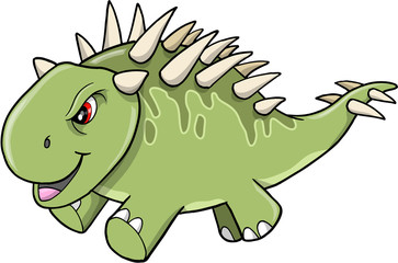 Mad Angry Green Dinosaur Vector Illustration