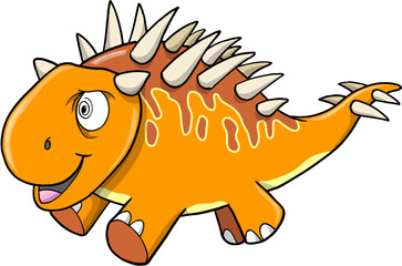 Crazy Insane Orange Dinosaur Vector Illustration
