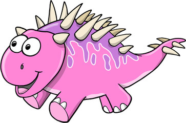 Silly Pink Dinosaur Vector Illustration