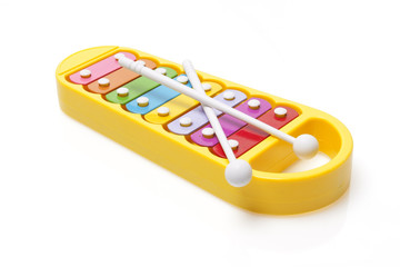 glockenspiel toy on white background