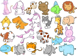 Stickers meubles Zoo Ensemble de conception vectorielle de la faune animale mignonne