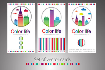 Set of cards. City theme. Vector