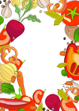 Background with bright vegetables