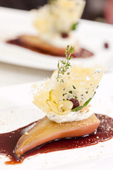 poached pear with red wine and spice