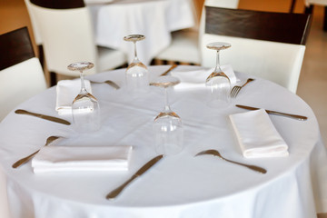 Tables set for meal