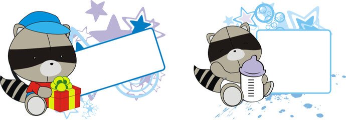 raccoon baby cartoon copyspace