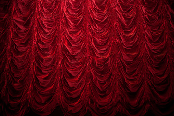 Theatrical curtain of red fabric