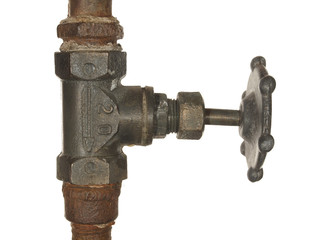Old Water valve isolated on white background