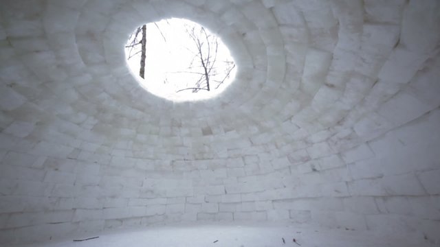 Inside empty house of ice, eskimo igloo