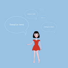 vector illustration of a girl on a blue background