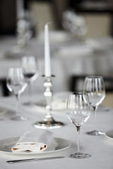 Candlestick on table