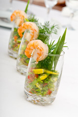 Prawns served in glasses
