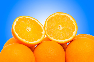 Oranges on the gradient background