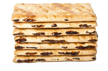 Cookies with raisins on a white background