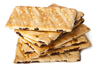 Cookies with raisins on a white background