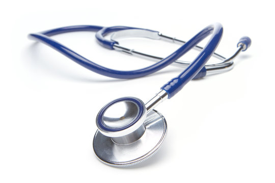 blue stethoscope isolated in white background