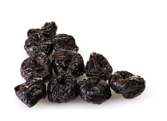 yummy dried plums isolated on white