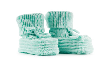 Woven baby shoes isolated on white background