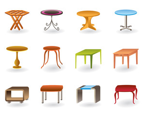 Office, interior and garden tables  - vector illustration