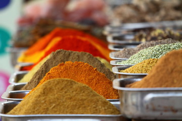 Traditional spices market in India.