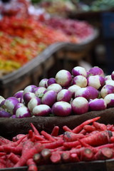 Traditional vegetable market in India.