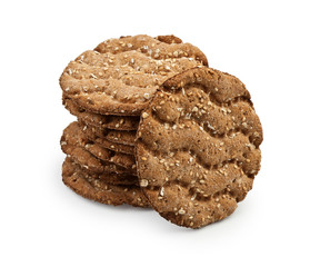 Stack Of Healthy Crispbreads With Sesame Seeds