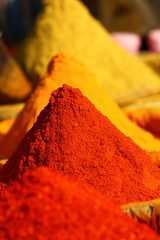 Traditional spices market in India.