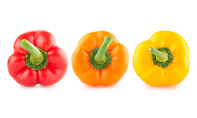 colorful paprika peppers isiolated on white background