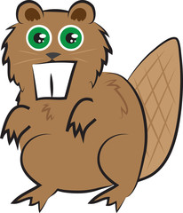 Isolated cartoon brown beaver standing