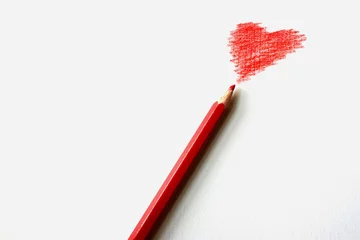 Rolgordijnen Red Pensil Red Heart © vali_111