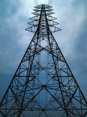 Silhouette of high voltage tower