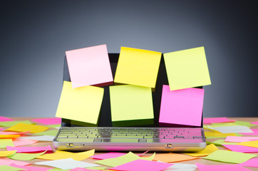 Netbook with reminder notes
