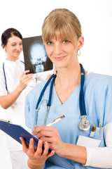 Medical team doctor young nurse female smiling