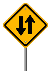Two way road sign, vector illustration