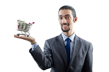 Shopping cart full of money