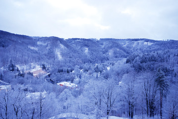 Fototapeta na wymiar Winter on forest hills (Chezh Republic).