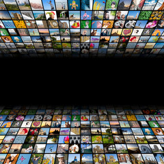 Abstract multimedia background made by different images. - 38602327