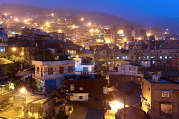 jiu fen village at night
