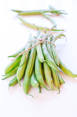 Green beans on white