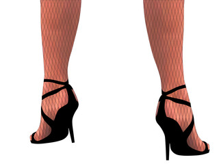Vector woman legs in heels and stockings